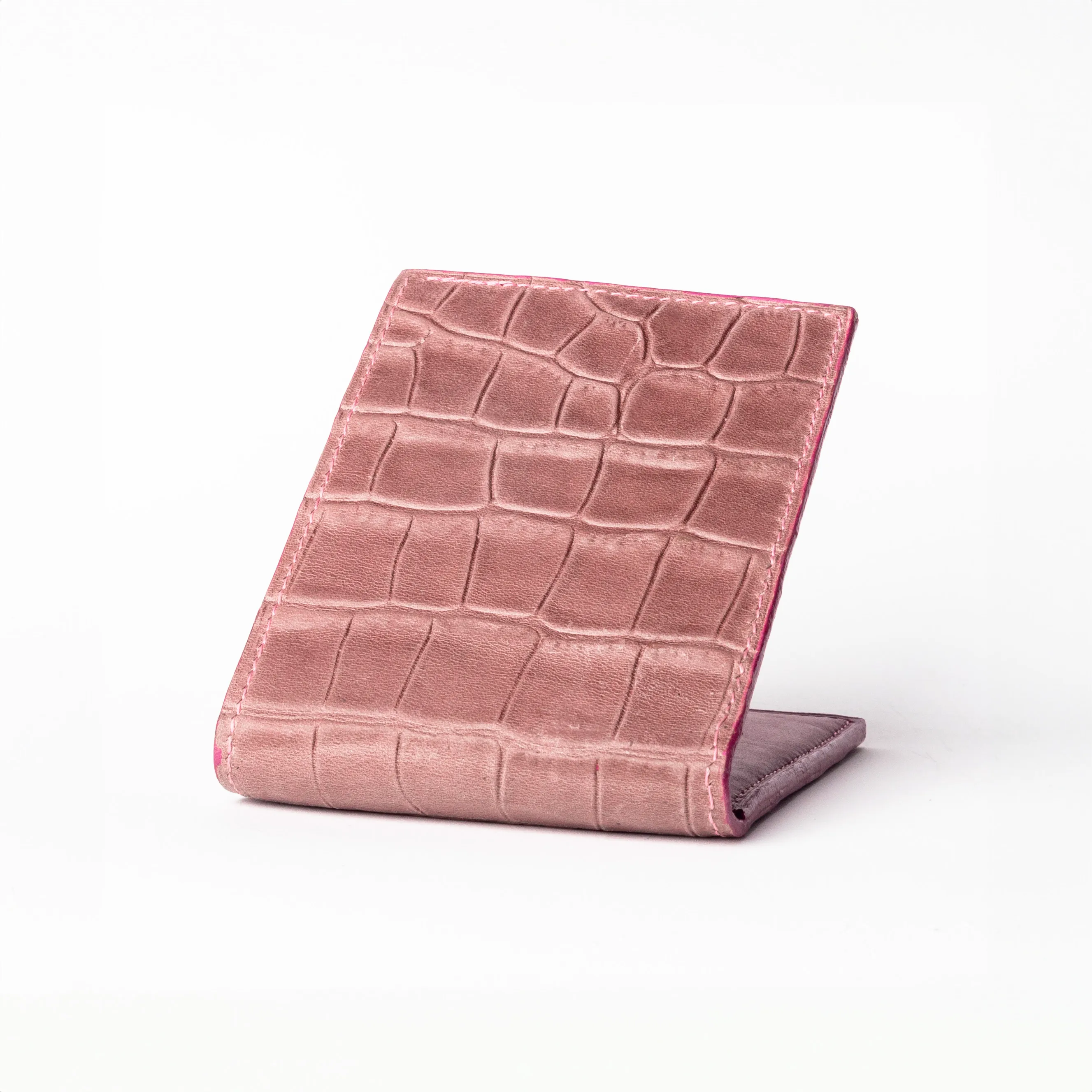 Pink Croc Style Leather Wallet, made for everyday carry