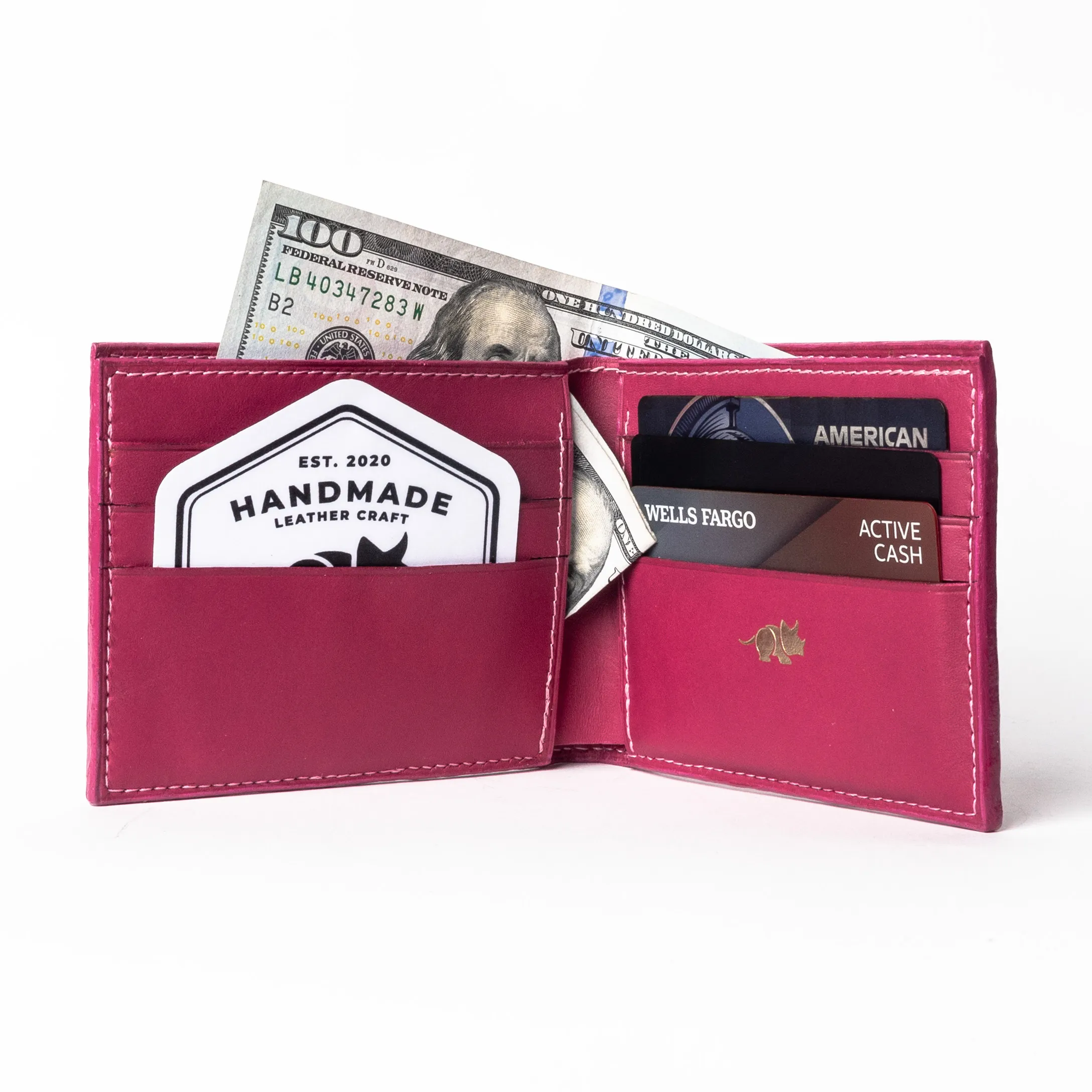 Pink Croc Style Leather Wallet, interior detail