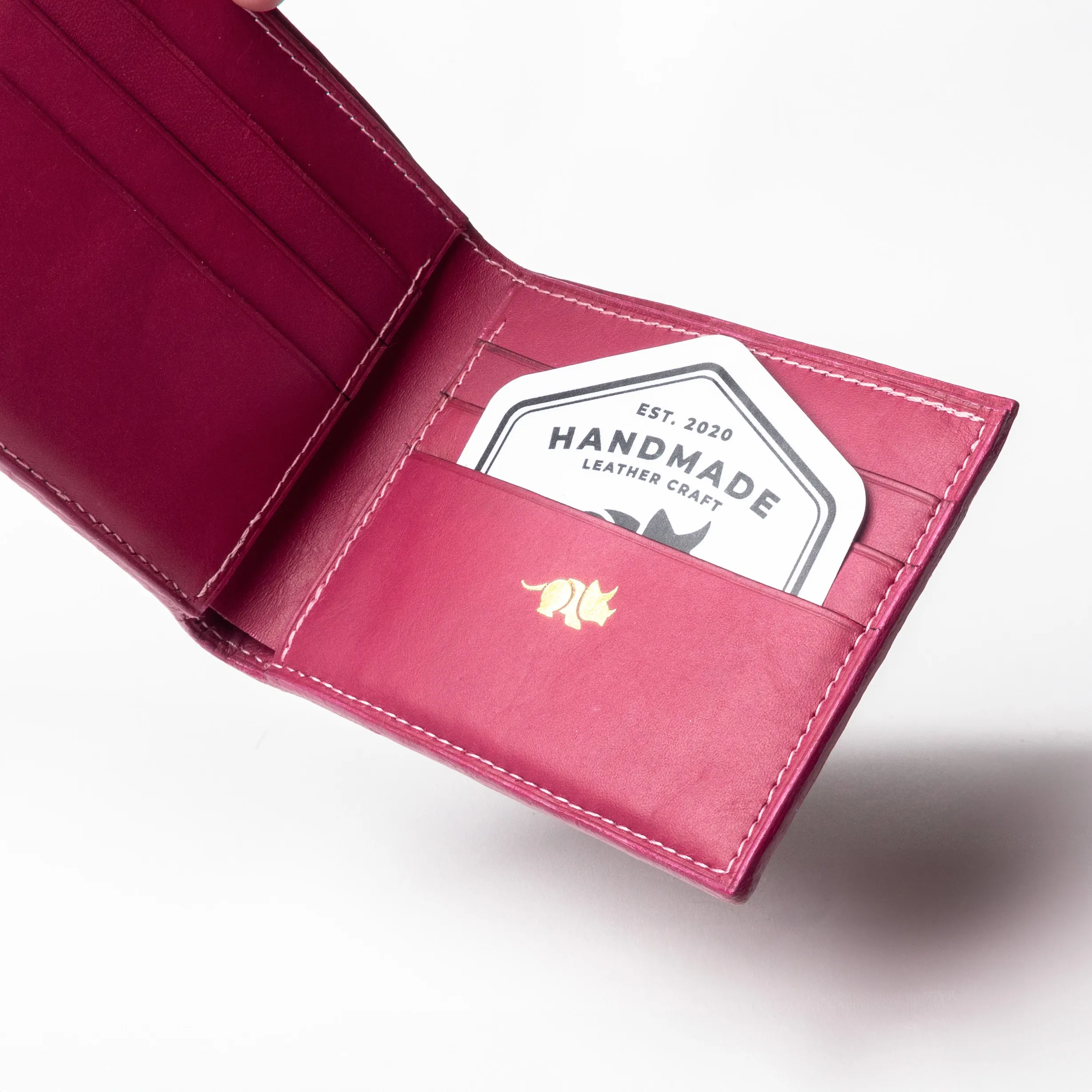 Pink Croc Style Leather Wallet, detail view