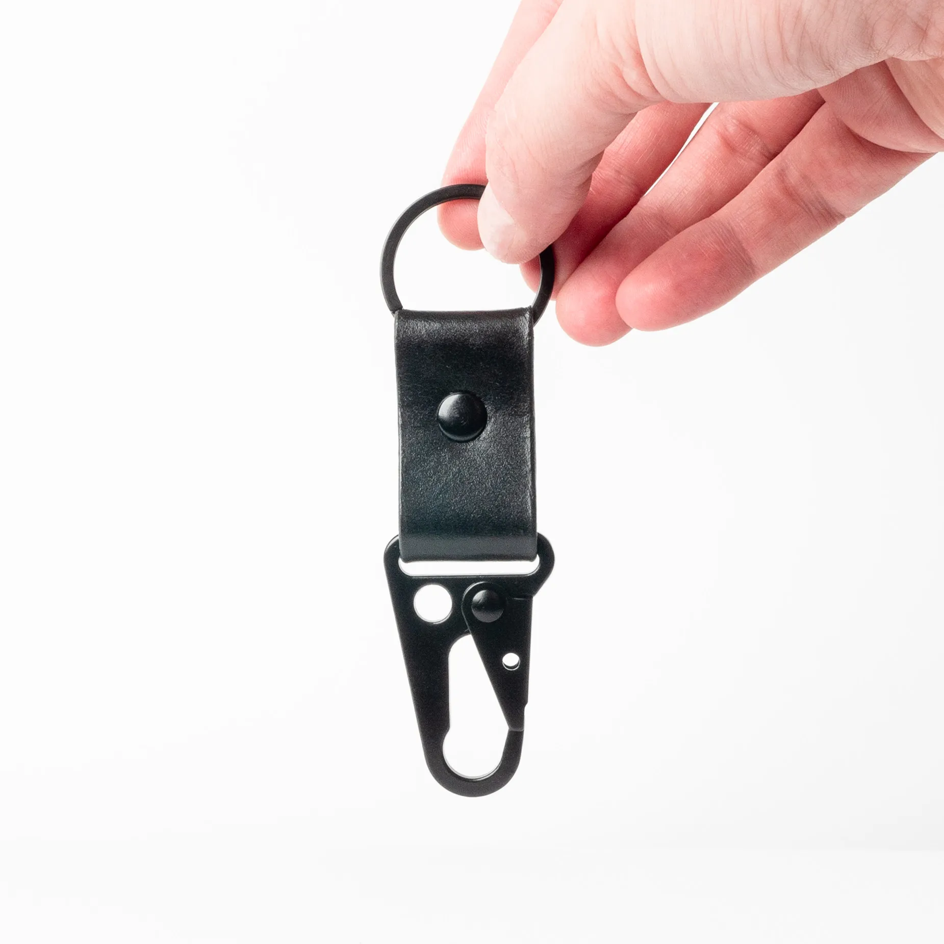 Black handmade leather keychain