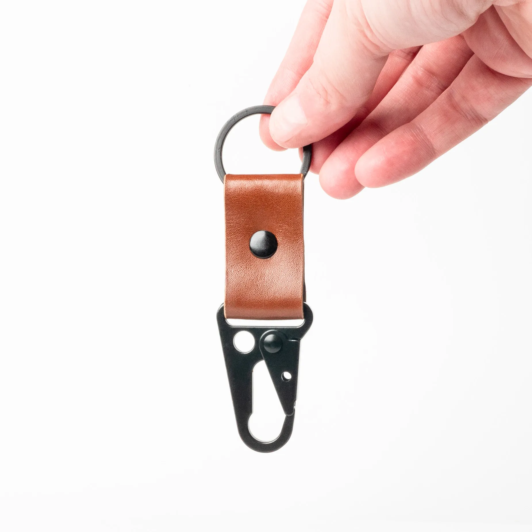 Brown handmade leather keychain