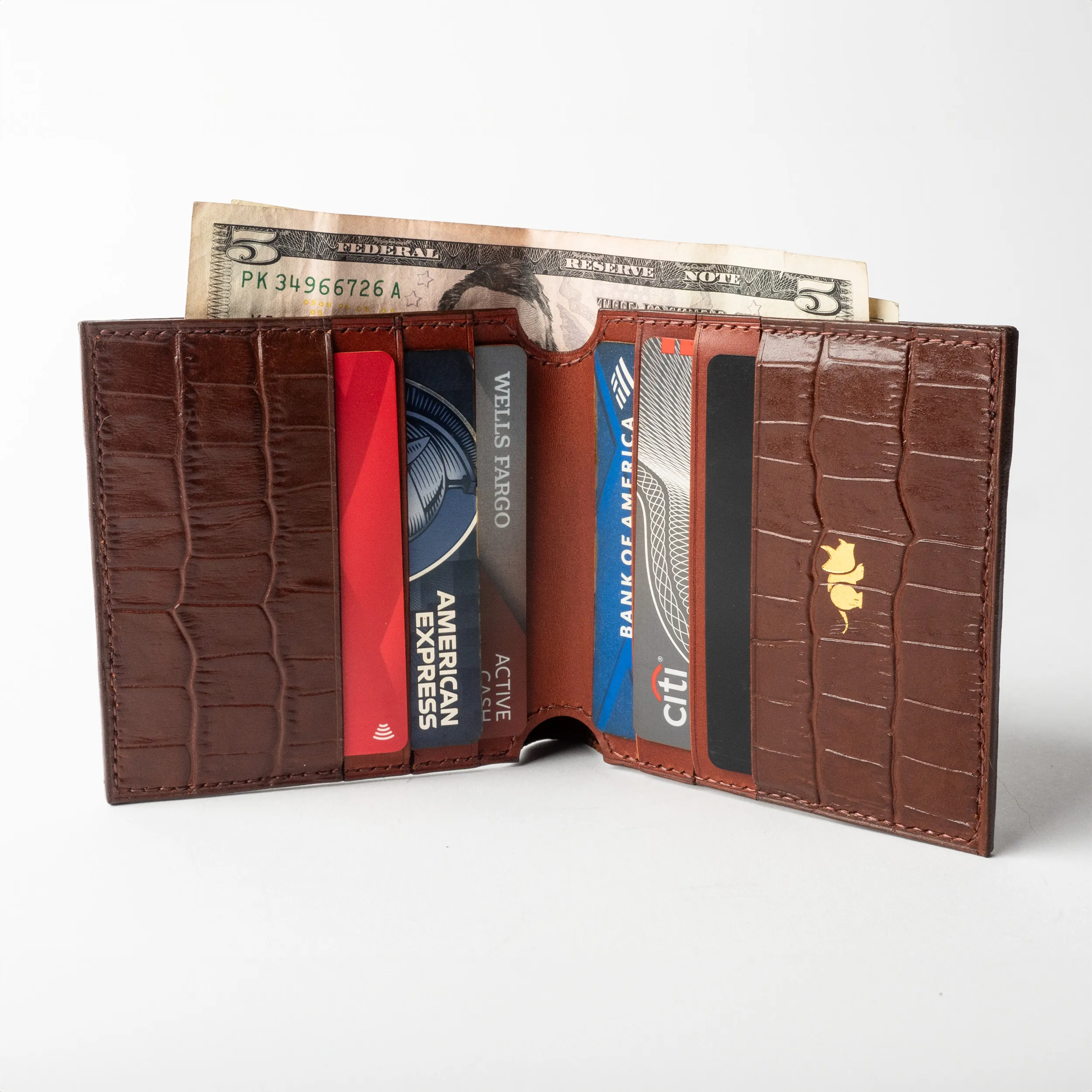 Vertical Croc Bi-fold Wallet, interior detail