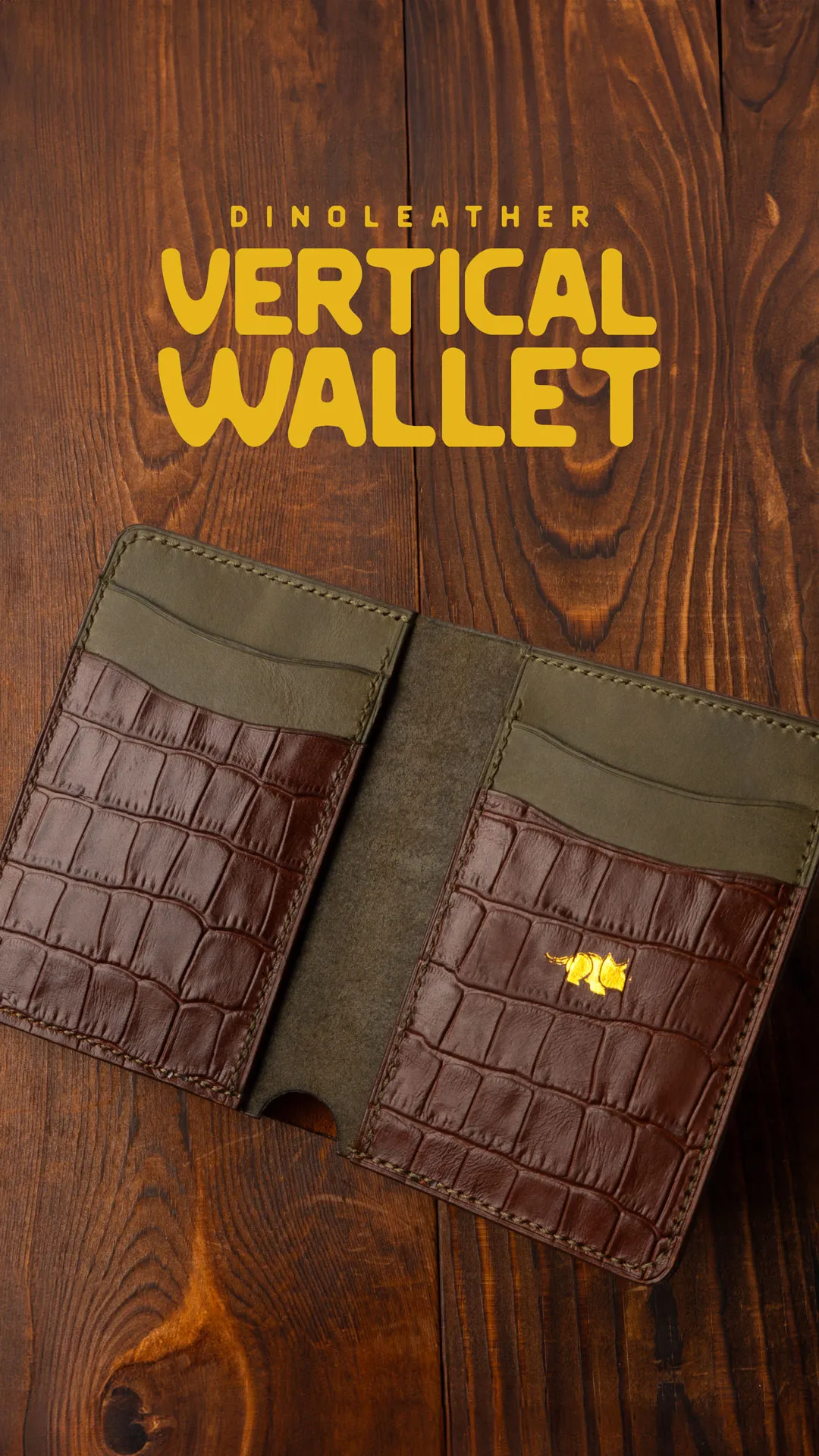Vertical Croc Bi-fold Wallet, made for everyday carry