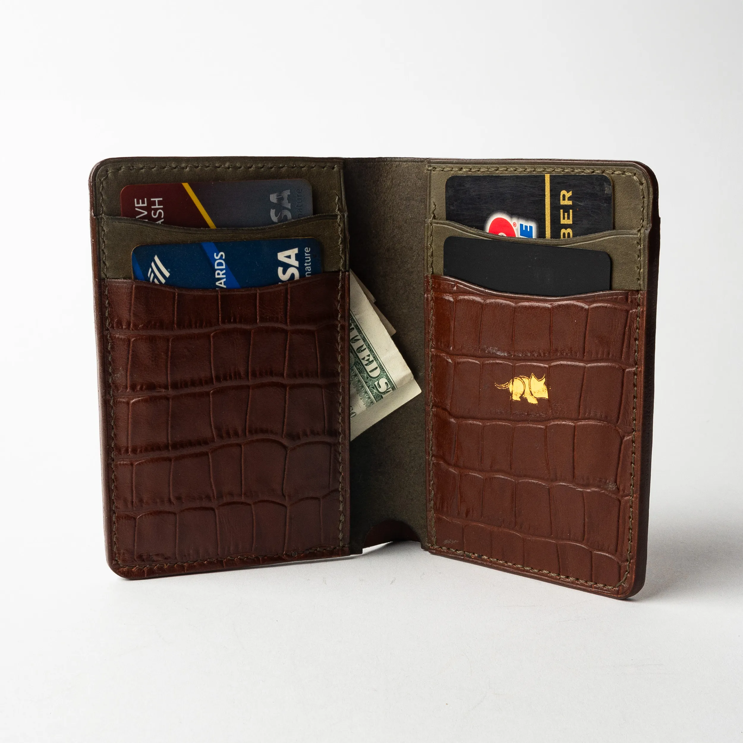 Vertical Two-Tone Leather Wallet, detail view